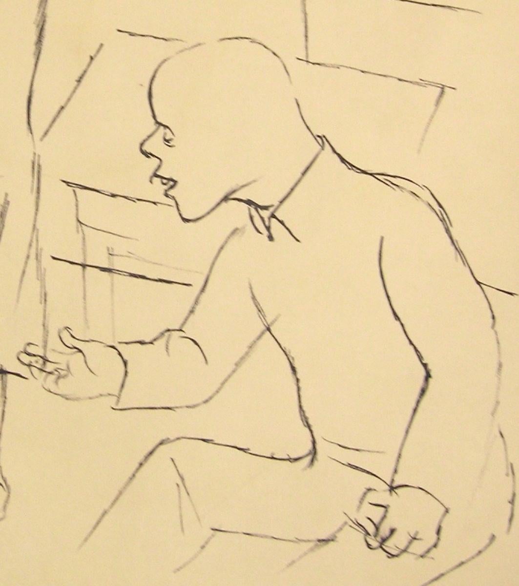Chinesische Tintezeichnung auf Papier von G. Grosz, ohne Ergebnisse, 1925 – Art von George Grosz