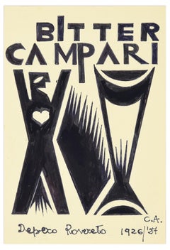 Bitter Campari - Original Ink Drawing After F. Depero