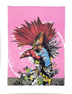 Vintage The Rooster - Original Lithograph by Pietro Carabellese - 1970s