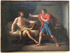 Antique Muzio Scevola and Porsenna - Oil on Canvas by Gaspare Landi - Late 1700