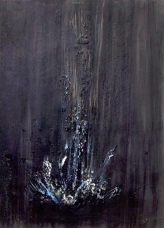 Schwarzer Wasserfall – Wachspigmente auf Karton von Claudio Palmieri – 2009