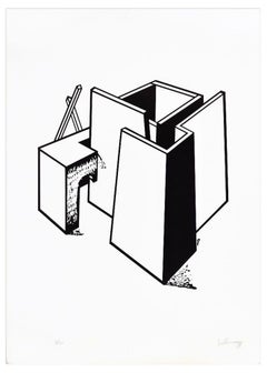 Architectural Construction - Original Lithograph by Ivo Pannaggi - 1975 ca.