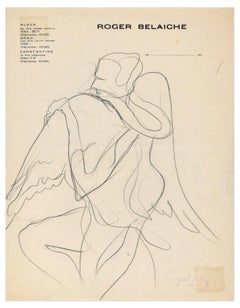 Vintage Winged Figure - Pencil Drawing by J. Bodley - 1940