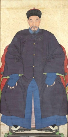 Antique Ancestor - Original China Ink and Tempera on Paper - Late 19th Century