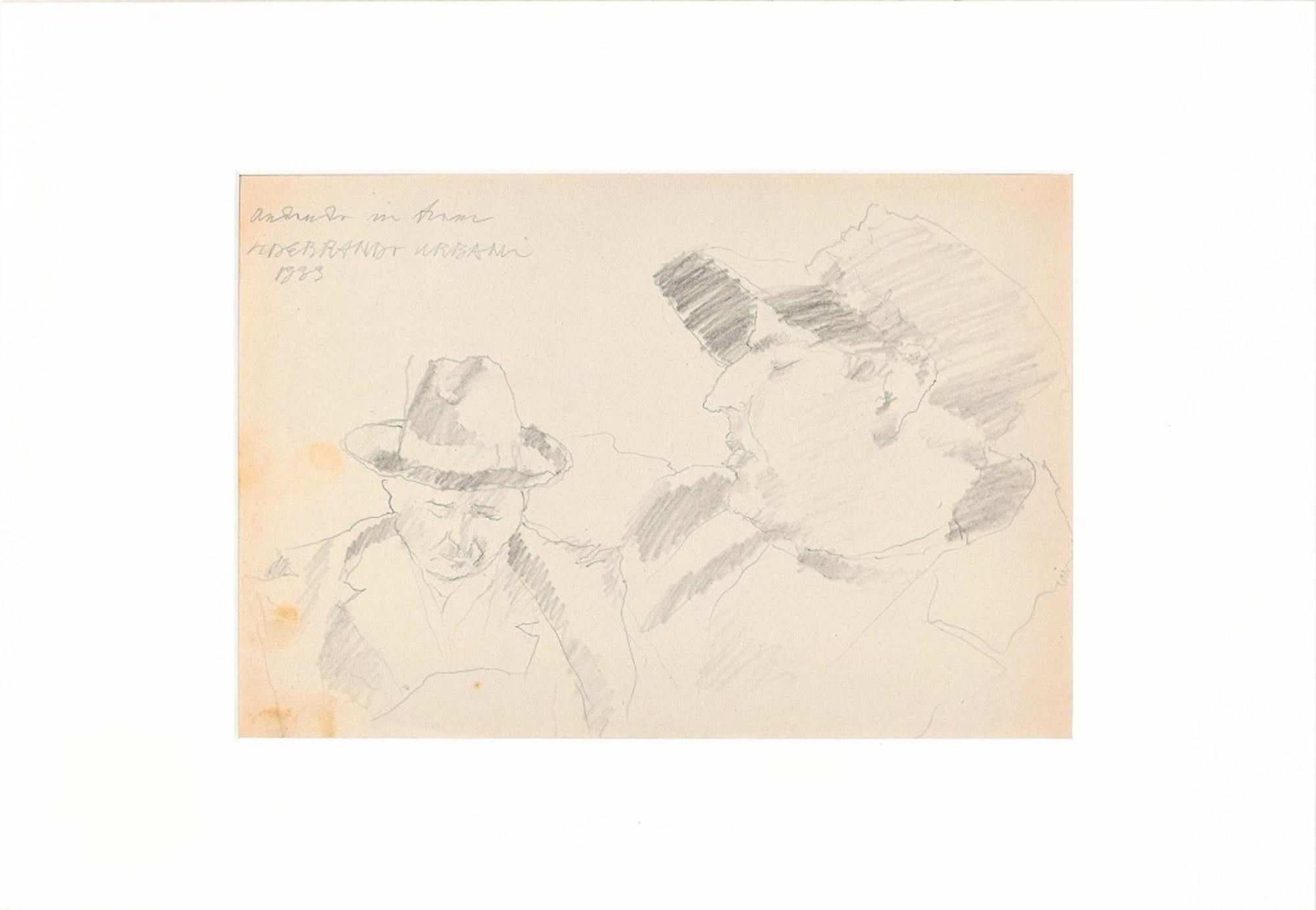 Ritratti (Porträts) – Original-Bleistiftzeichnung von Ildebrando Urbani – 1933 im Angebot 1