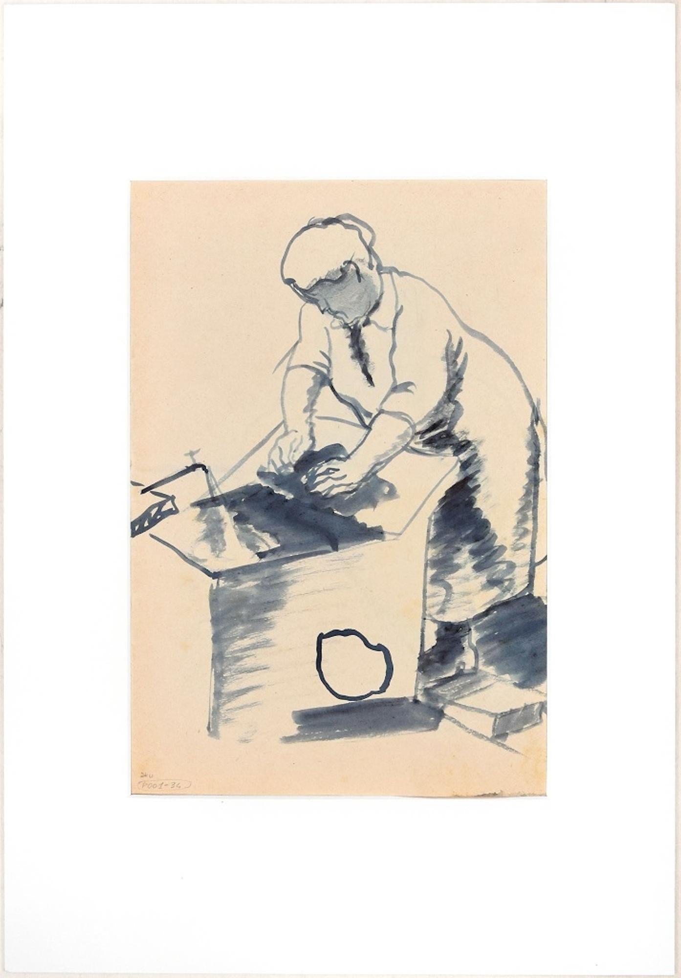 Woman - Original Watercolor Drawing by Ildebrando Urbani - 1931 For Sale 1