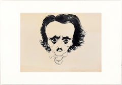 Caricature (Portrait of E.A. Poe) - China Ink Drawing by A. Hallman - 1950s