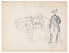 French Soldier- Original Drawing by an Unknown French Artist - Late 18th Century
