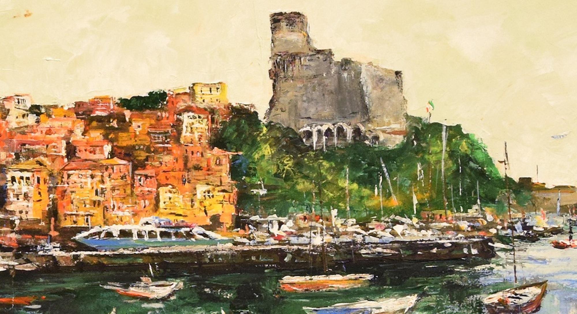 Lerici is a very colorful oil painting on canvas realized by the Italian contemporary artist Luciano Sacco in the 1970s.

Including a frame (73 x 93cm). Hand-signed by the artist on the lower right. Titled on the back.

Very good conditions.

This