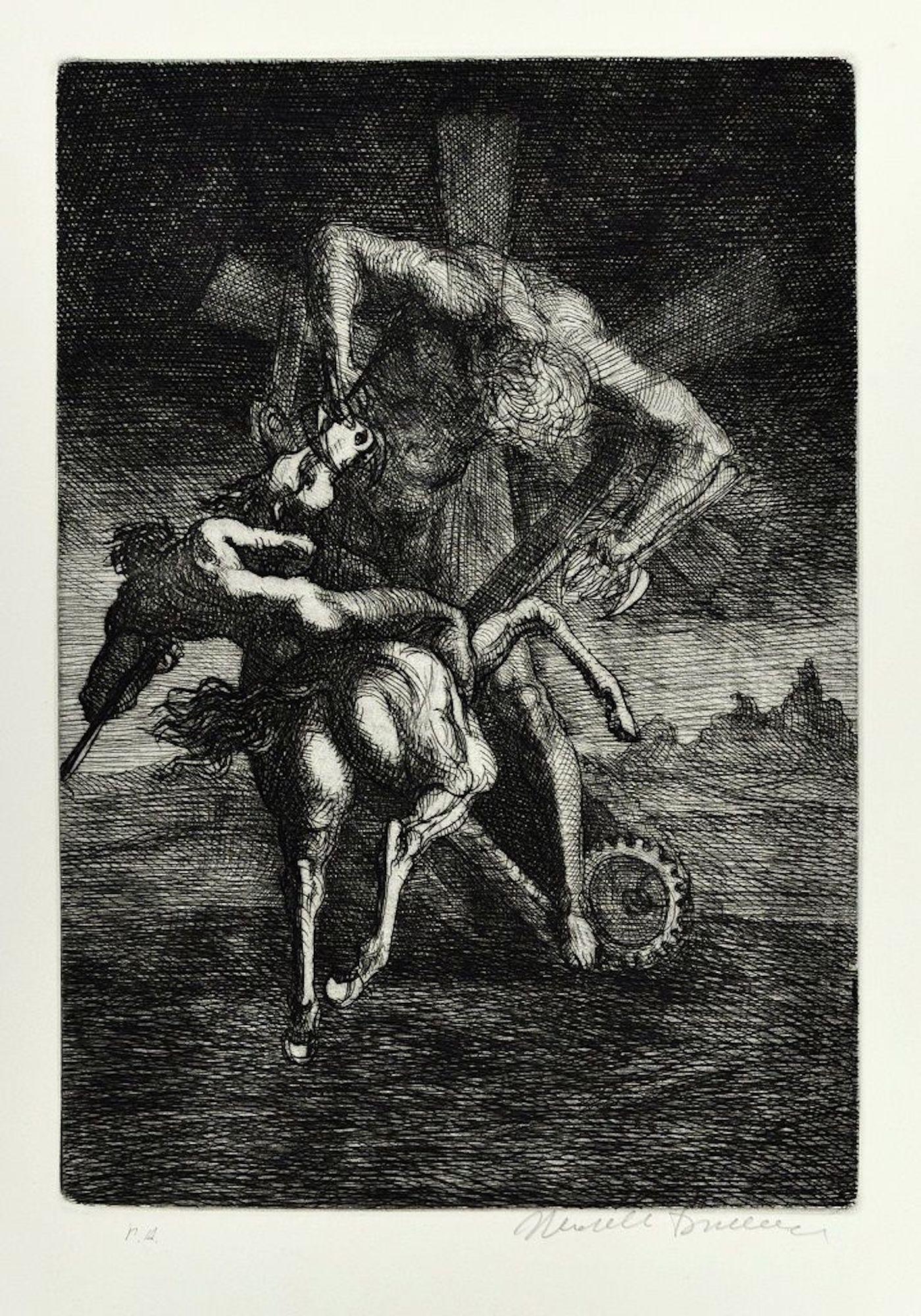 Marcello Tommasi Figurative Print - Untitled - From "Don Chisciotte" - Original Etching by M. Tommasi - 1970