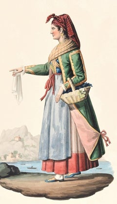 Procida  - Acuarela original en tinta de M. De Vito - Principios de 1800