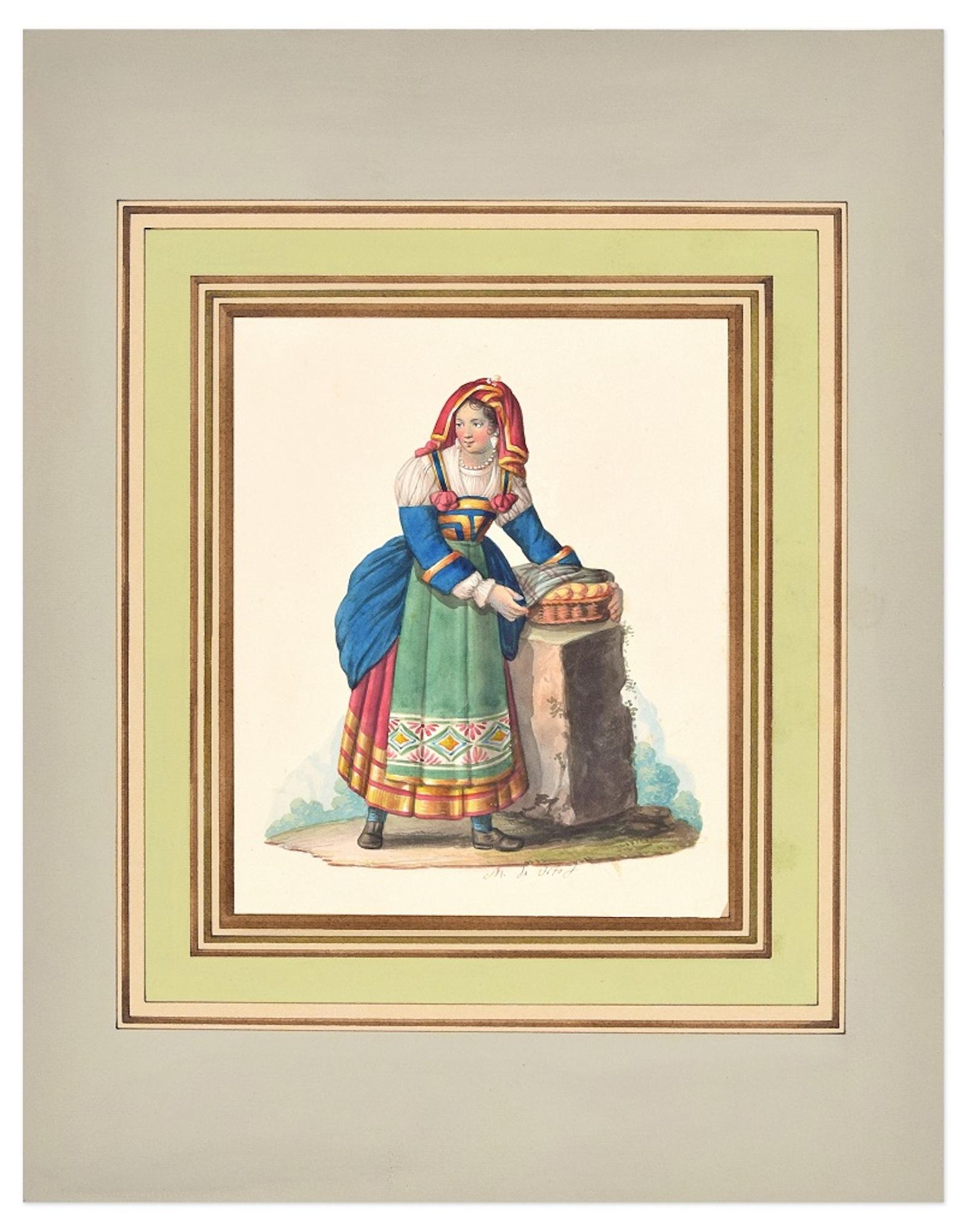 The maker  - Ink Watercolor by M. De Vito - Early 1800 - Art by Michela De Vito