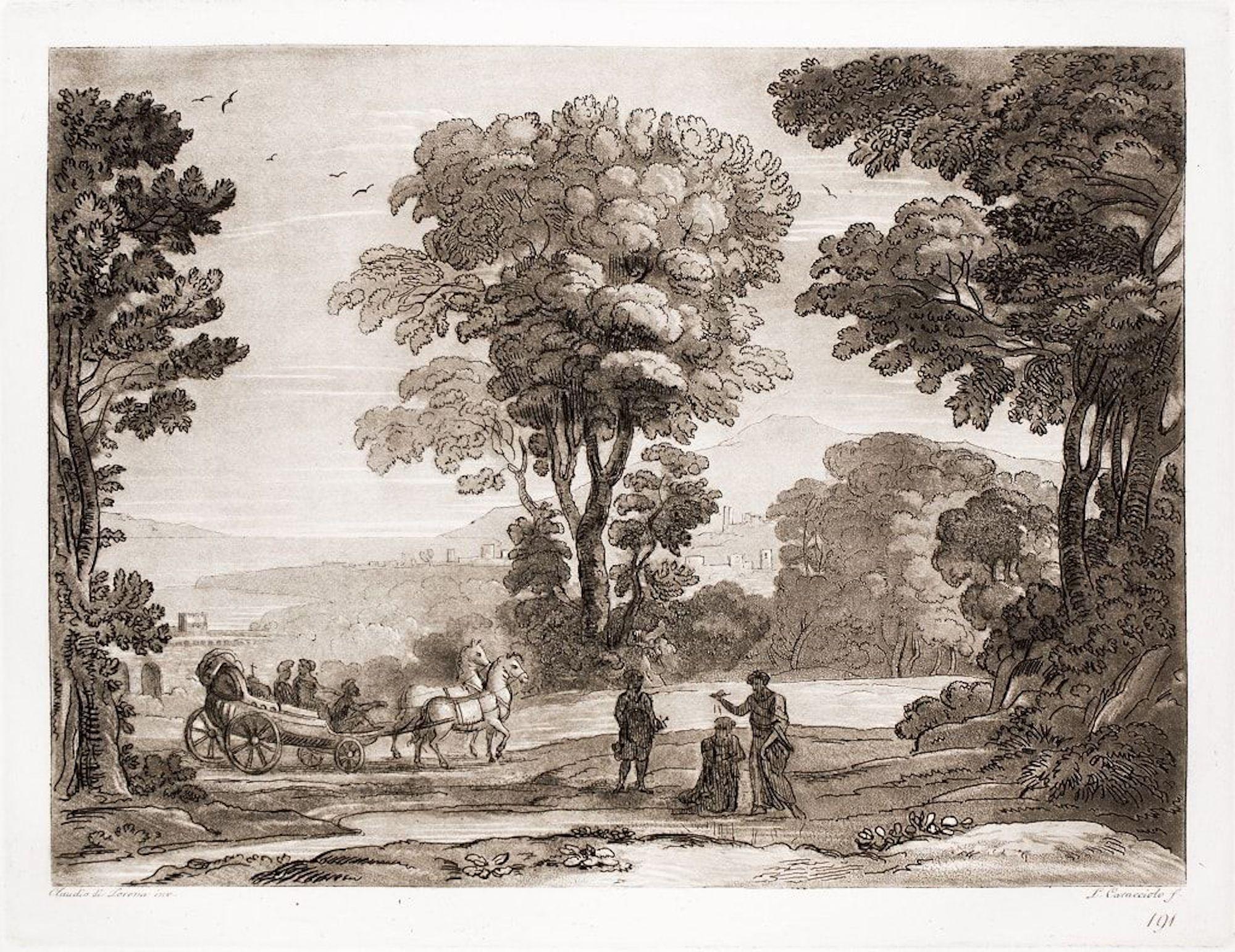 Ludovico Caracciolo Figurative Print - Liber Veritatis - Original B/W Etching after Claude Lorrain - 1815