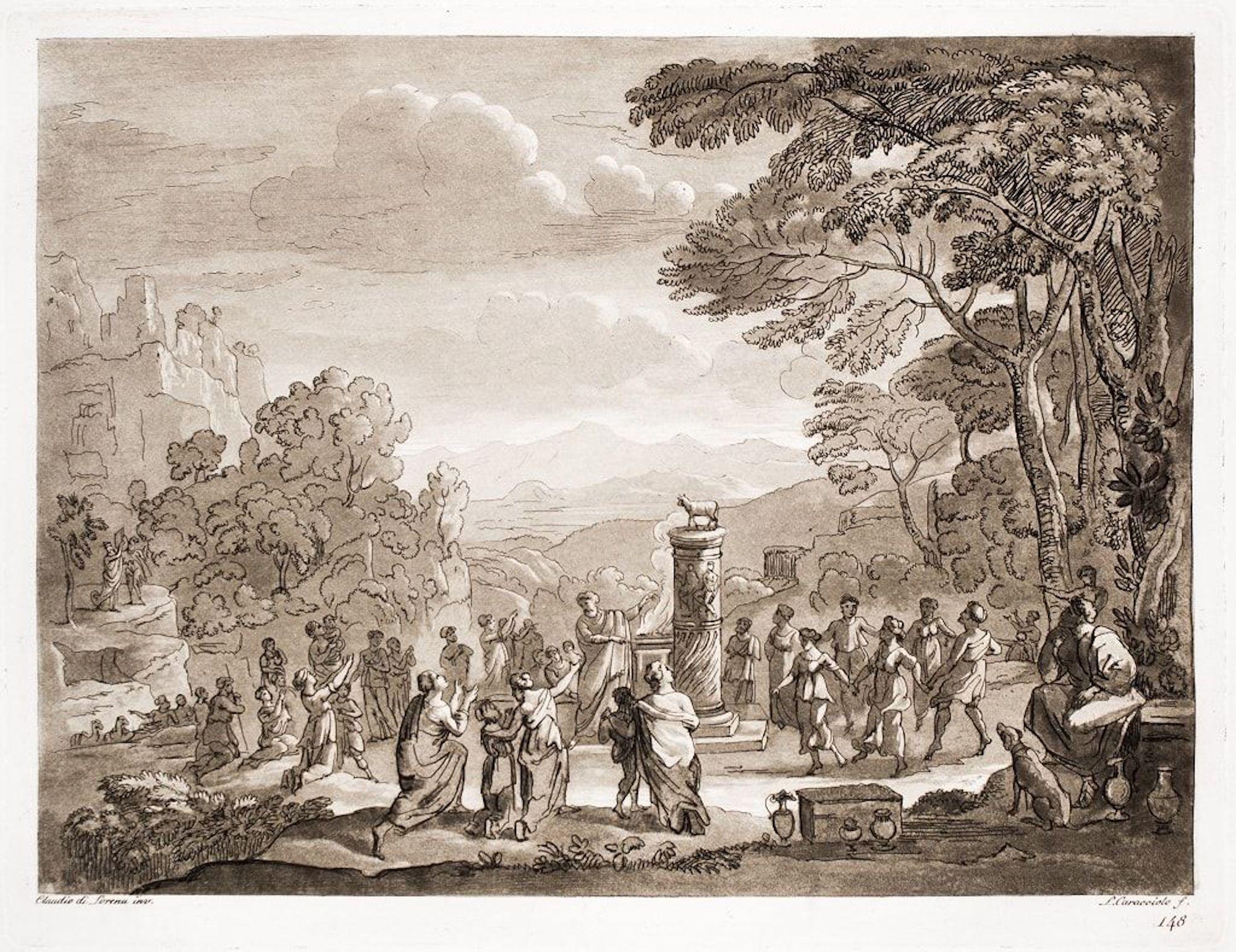 Ludovico Caracciolo Landscape Print – Liber Veritatis – B/W-Radierung nach Claude Lorrain – 1815