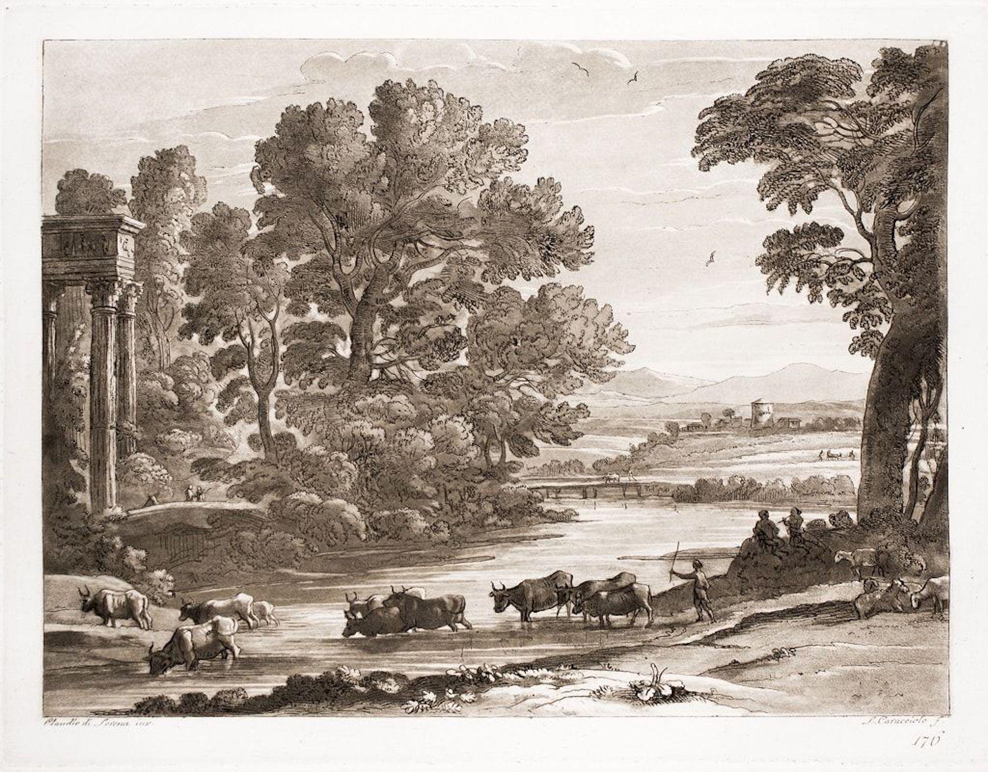 Liber Veritatis – Original B/W-Radierung nach Claude Lorrain – 1815