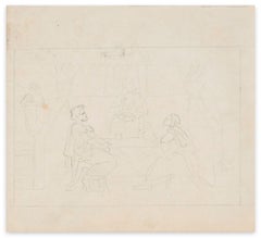 The Supper of Emmaus - Pencil Drawing by M. Dumas - 1850s