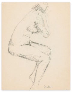 Nudi femminili - Disegno originale a carboncino di un artista sconosciuto dell'inizio del XX secolo
