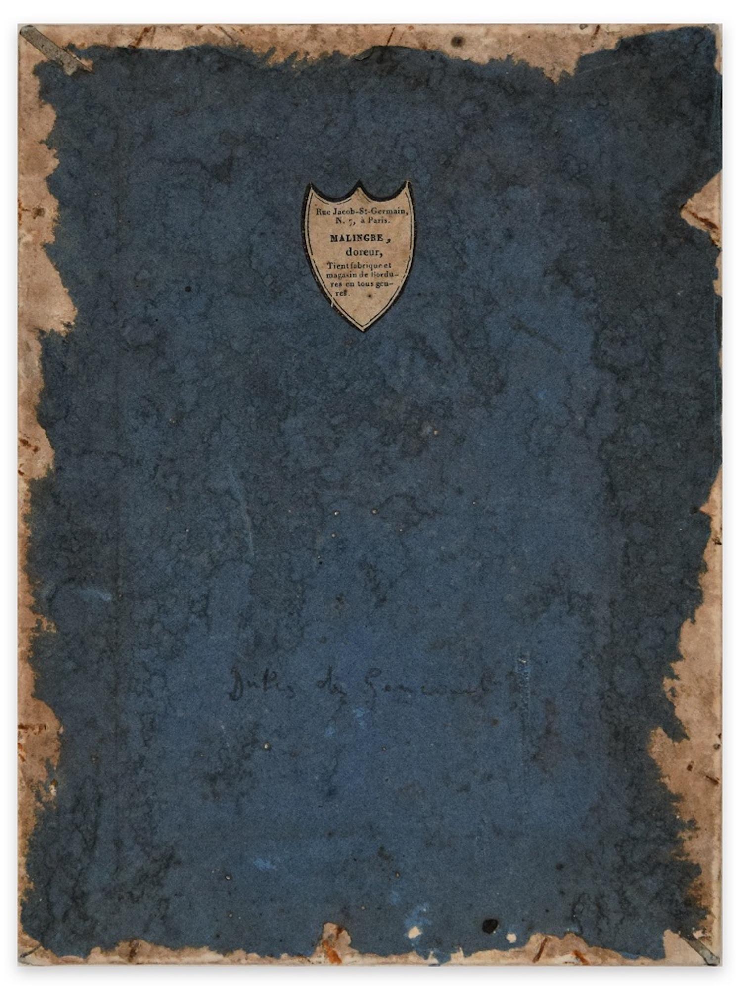 männliches Porträt – Original-Bleistift- und Kohlezeichnung des französischen Künstlers aus dem späten 1800 – Art von Unknown