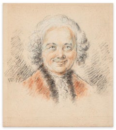 Male Portrait/Study for Female Portrait - Charcoal and Pastel Drawing Late 1700