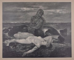 Triton and Nereid - Original Woodcut by J.J. Weber - 1898