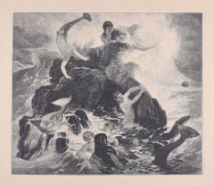 Les Neiads - gravure sur bois originale de J. Weber - 1898
