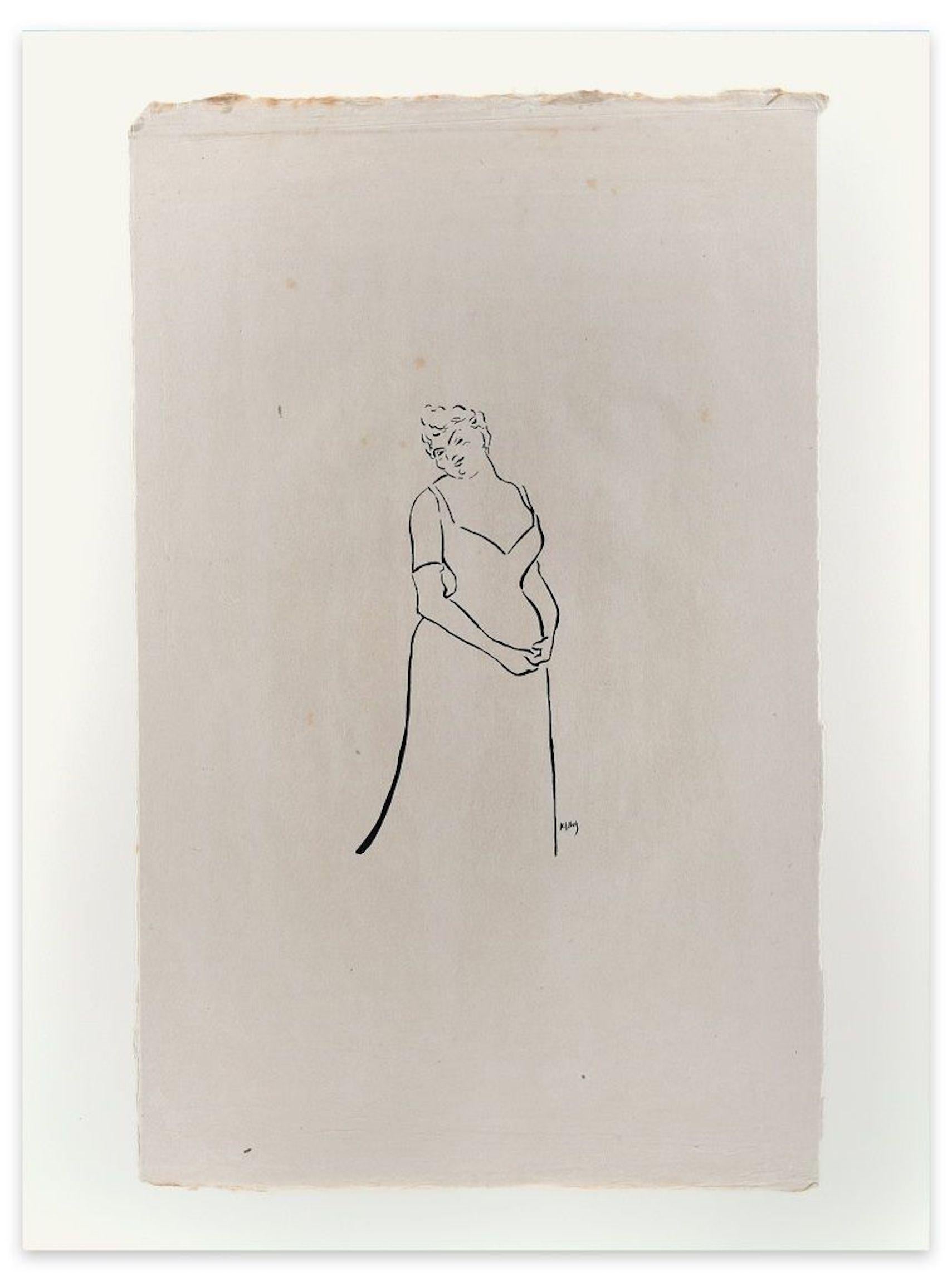 Anna Thibaud - Litografía original sobre papel Japón de H.-G. Ibels - 1893 - Print de Henri-Gabriel Ibels