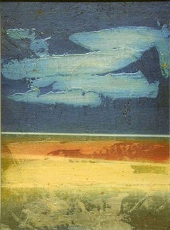 Blauer Horizon – Original Mixed Media von Mario Sinisca – 1960er Jahre