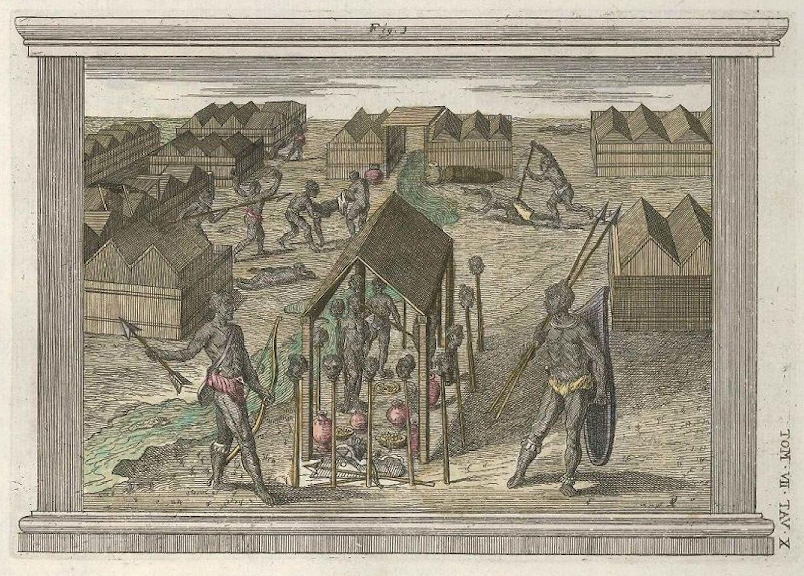 Figurative Print de Gianfrancesco Pivati - El empalamiento del enemigo - Aguafuerte de G. Pivati - 1746/1751