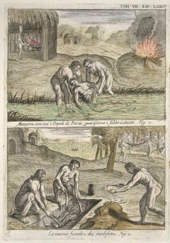 Pariah Way of healing fevered people and Funeral Ceremony - Etching by G. Pivati