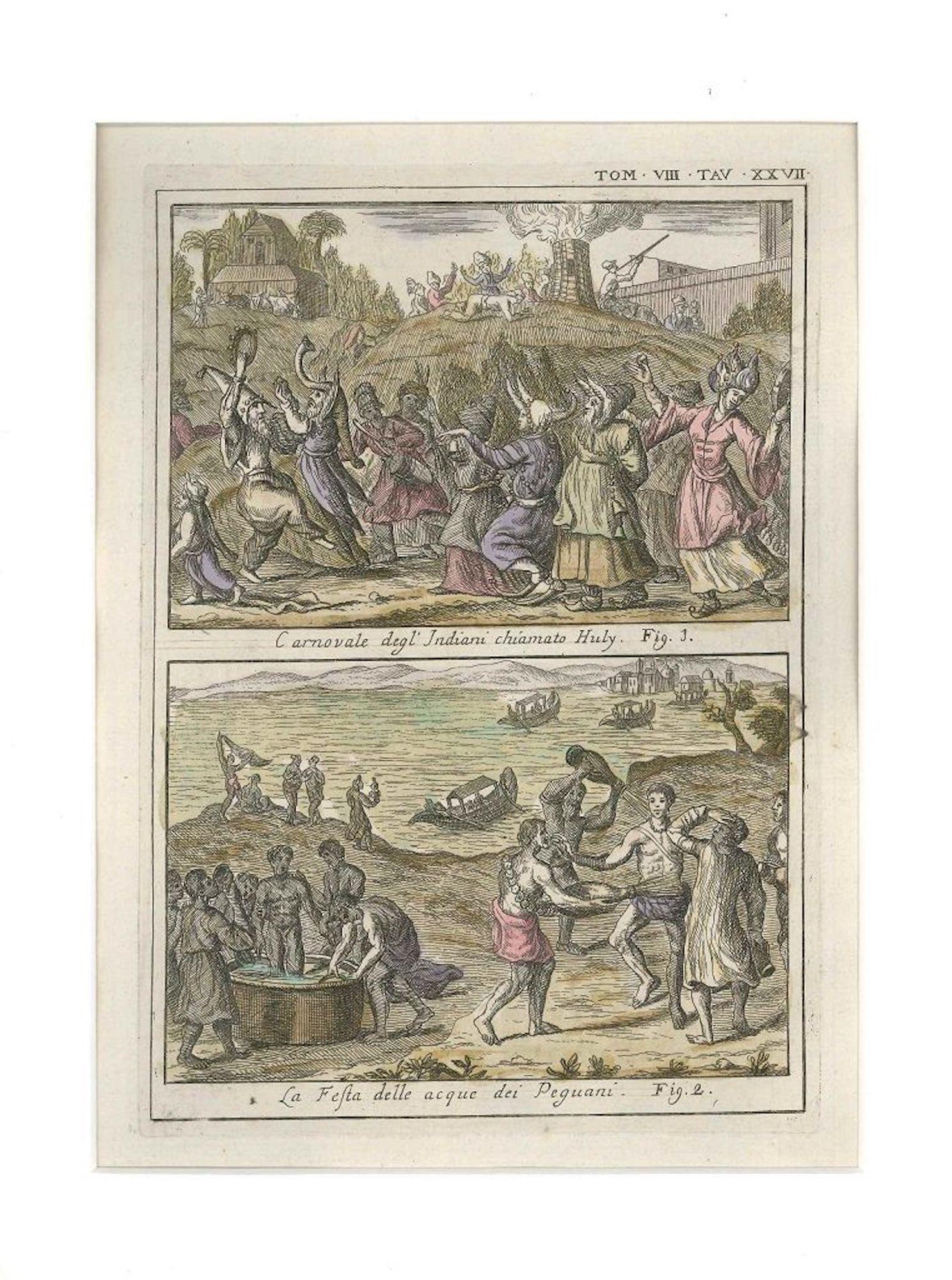 Huly Karnevals- und Wasserparty - Radierung von G. Pivati - 1746/1751 – Print von Gianfrancesco Pivati