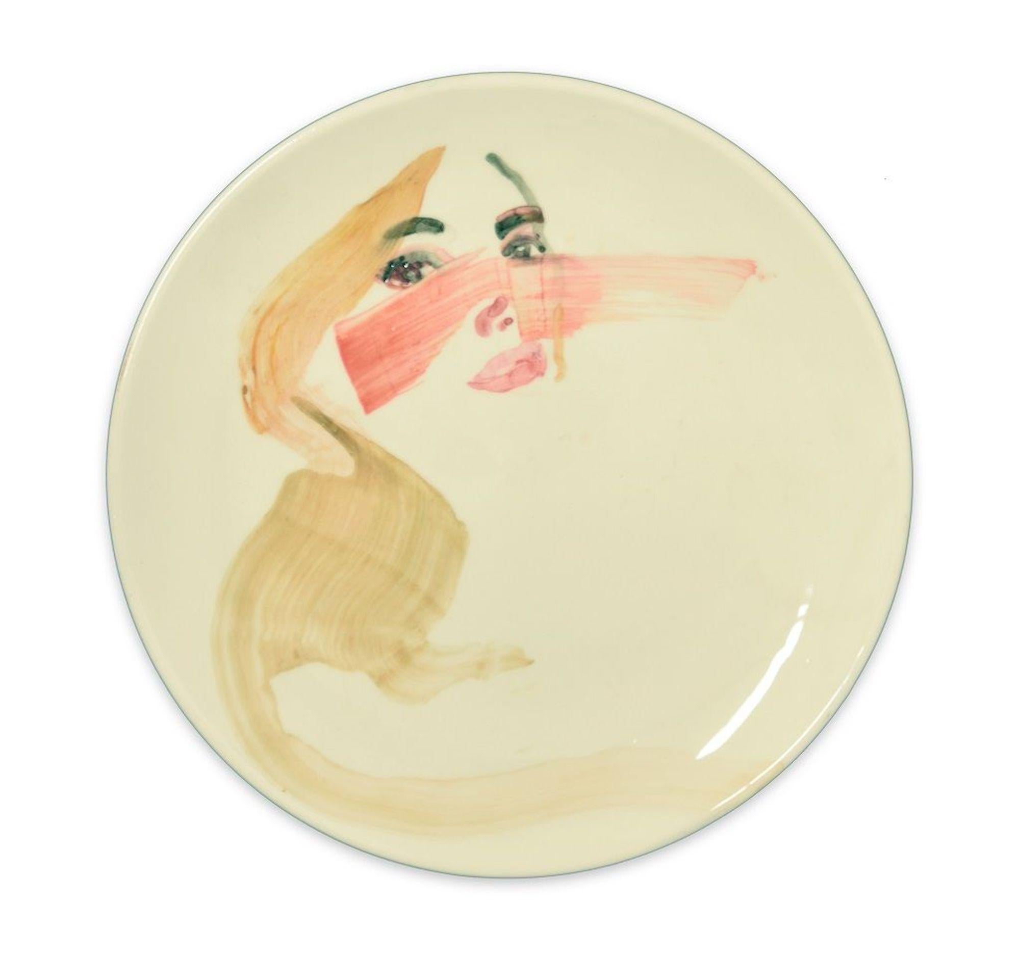 Lady - Original  Hand-made Flat Ceramic Dish by A. Kurakina - 2019