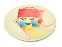Chinese Man - Original  Hand-made Flat Ceramic Dish by A. Kurakina - 2019