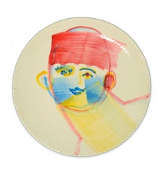 Chinese Man - Original  Hand-made Flat Ceramic Dish by A. Kurakina - 2019