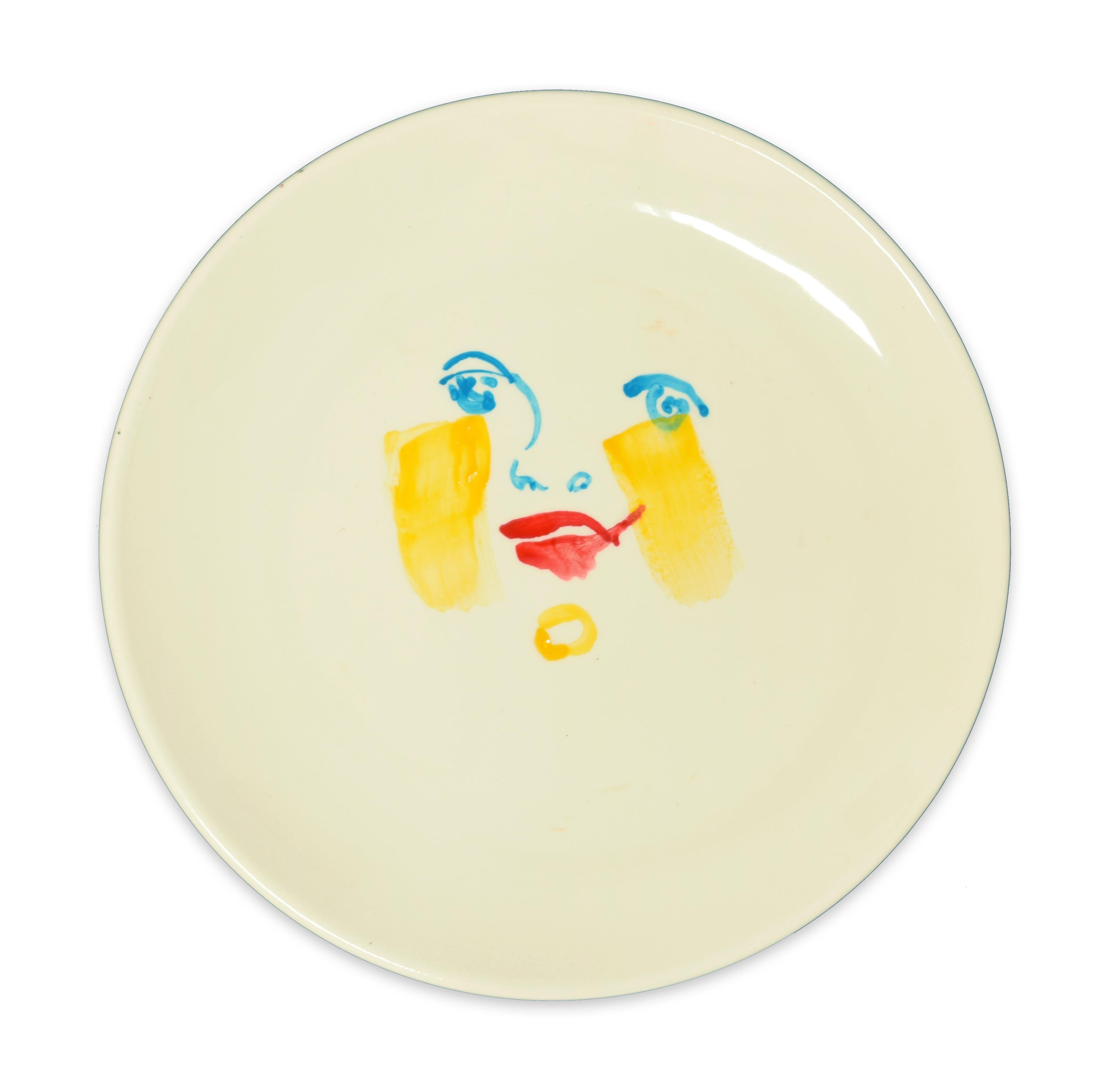 Yellow Brush - Hand-made Flat Ceramic Dish by A. Kurakina - 2019 - Art by Anastasia Kurakina