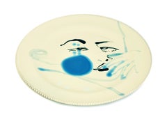 Blue Stain - Original  Hand-made Flat Ceramic Dish by A. Kurakina - 2019