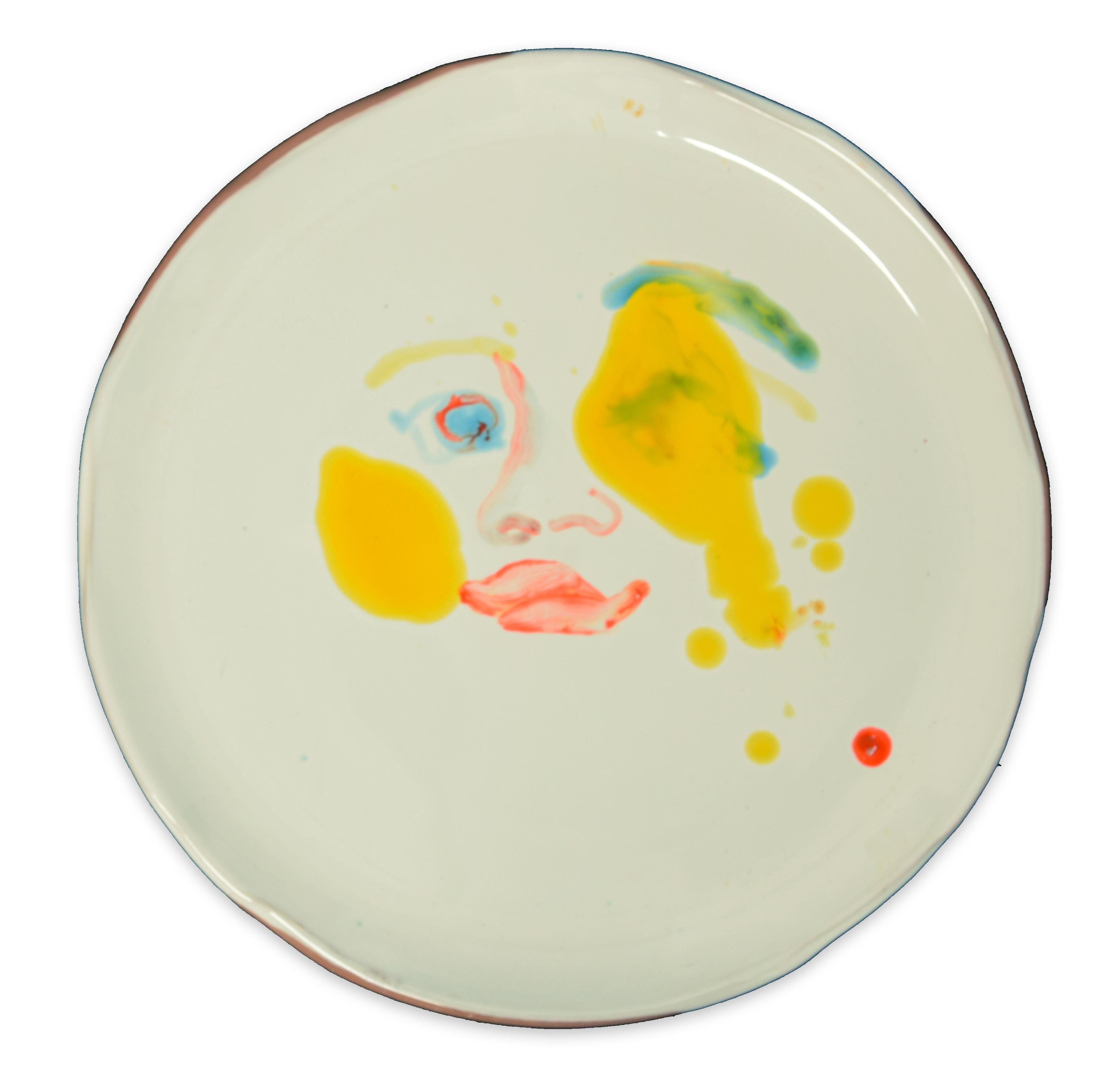 Yellow Stains - Original  Hand-made Flat Ceramic Dish by A. Kurakina - 2019 - Contemporary Art by Anastasia Kurakina