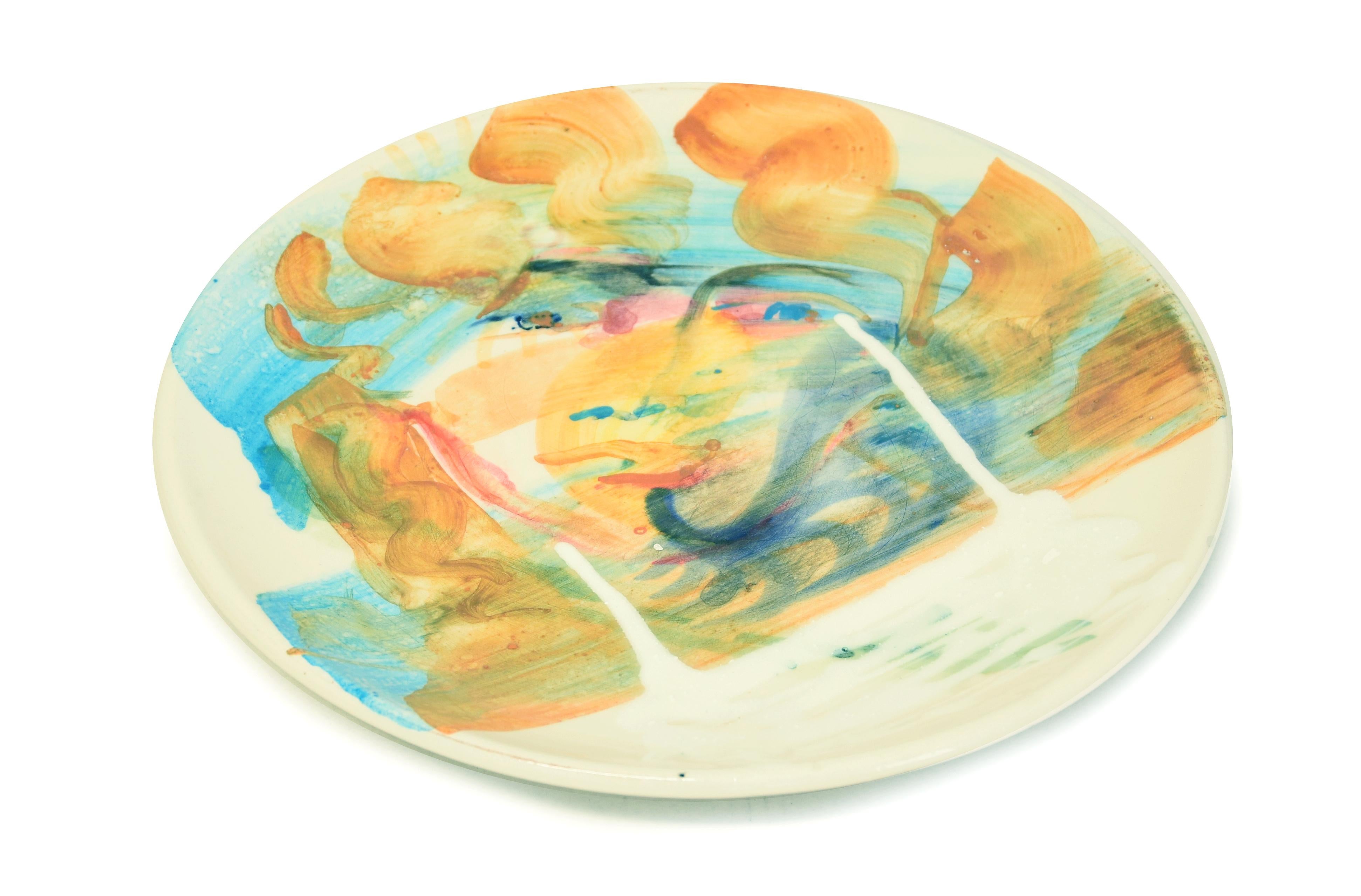 Golden Ringlets - Hand-made Flat Ceramic Dish by A. Kurakina - 2019 - Contemporary Art by Anastasia Kurakina