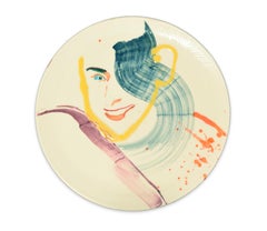 Smiling Woman - Original  Hand-made Flat Ceramic Dish by A. Kurakina - 2019