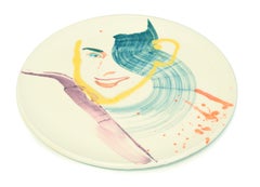 Smiling Woman - Original  Hand-made Flat Ceramic Dish by A. Kurakina - 2019