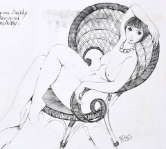 La Sommet de l'Homme au Sable - Original China Ink on Paper by M. King