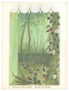 The Blooming Garden - Original Tempera on Paper by Esy Beluzzi - 1961