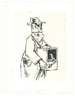 Vintage Blind Man - Original Etching by A. Ruellan - Mid 20th Century