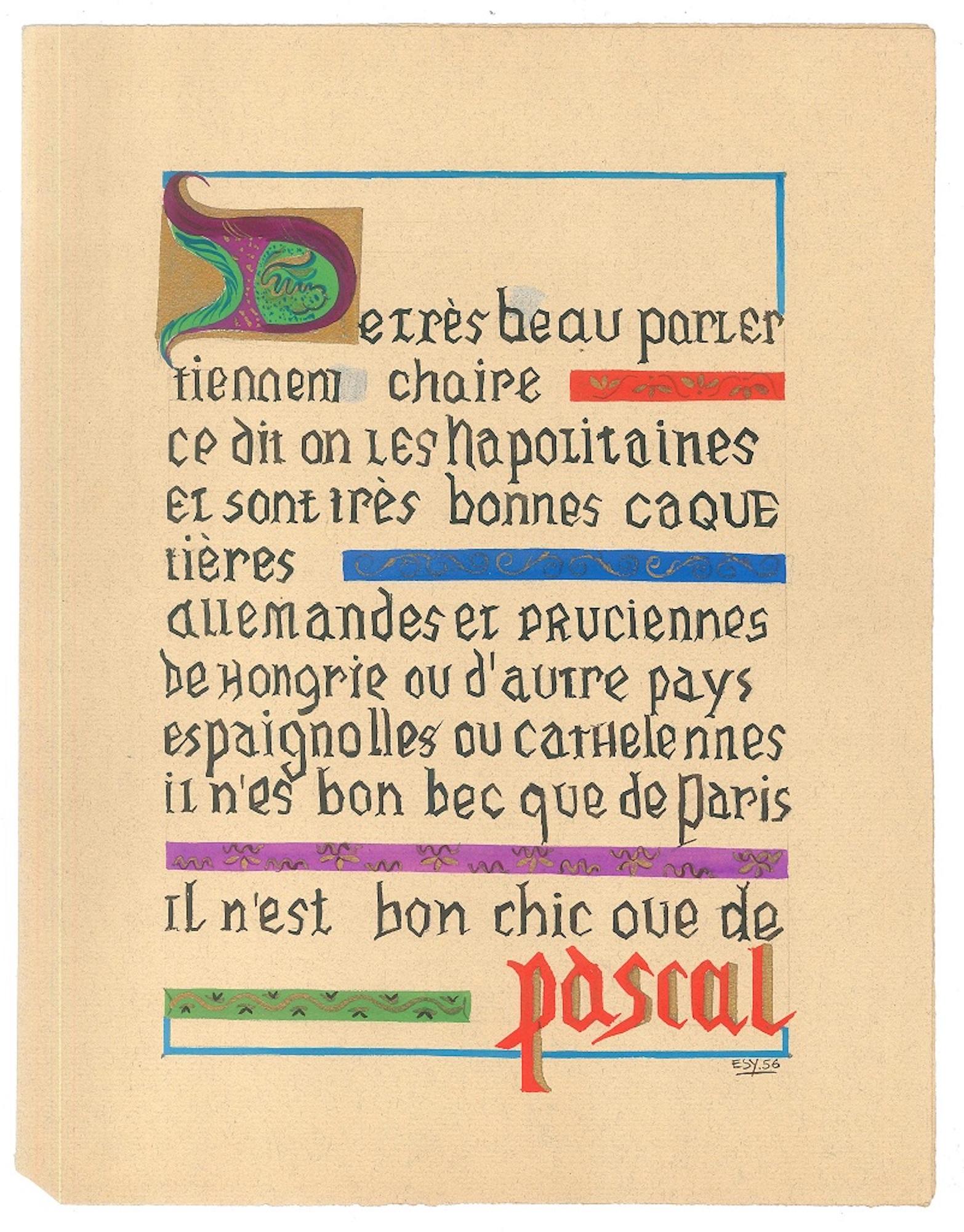 Prinz - Original Tinte und Tempera auf Papier von Esy Beluzzi - 1956