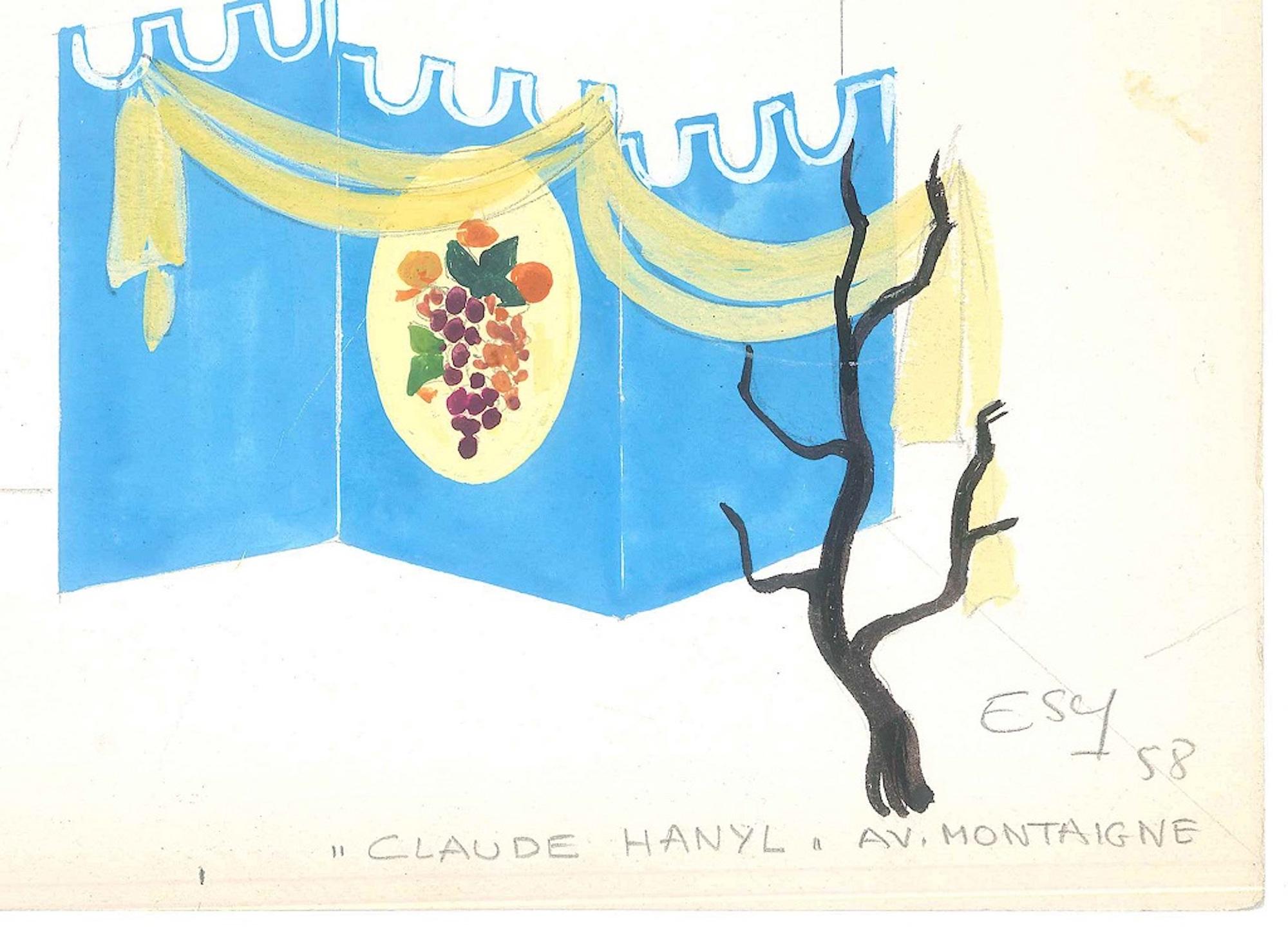 Panels is an original artwork realized by Esy Beluzzi in 1958. 

Original tempera on paper. 

Hand-signed and dated in pencil on the lower right corner. 

On the lower right corner of the sheet appears in capital letters "Charles Hanyl " Av.