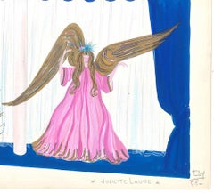 Christmas - Original Pencil and Tempera on Black Paper by Esy Beluzzi - 1958