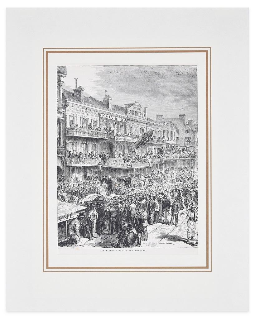 An Election Day in New Orleans - Original Lithograph by H.-T. Hildibrand - 1880 - Print by Henry Théophile Hildibrand