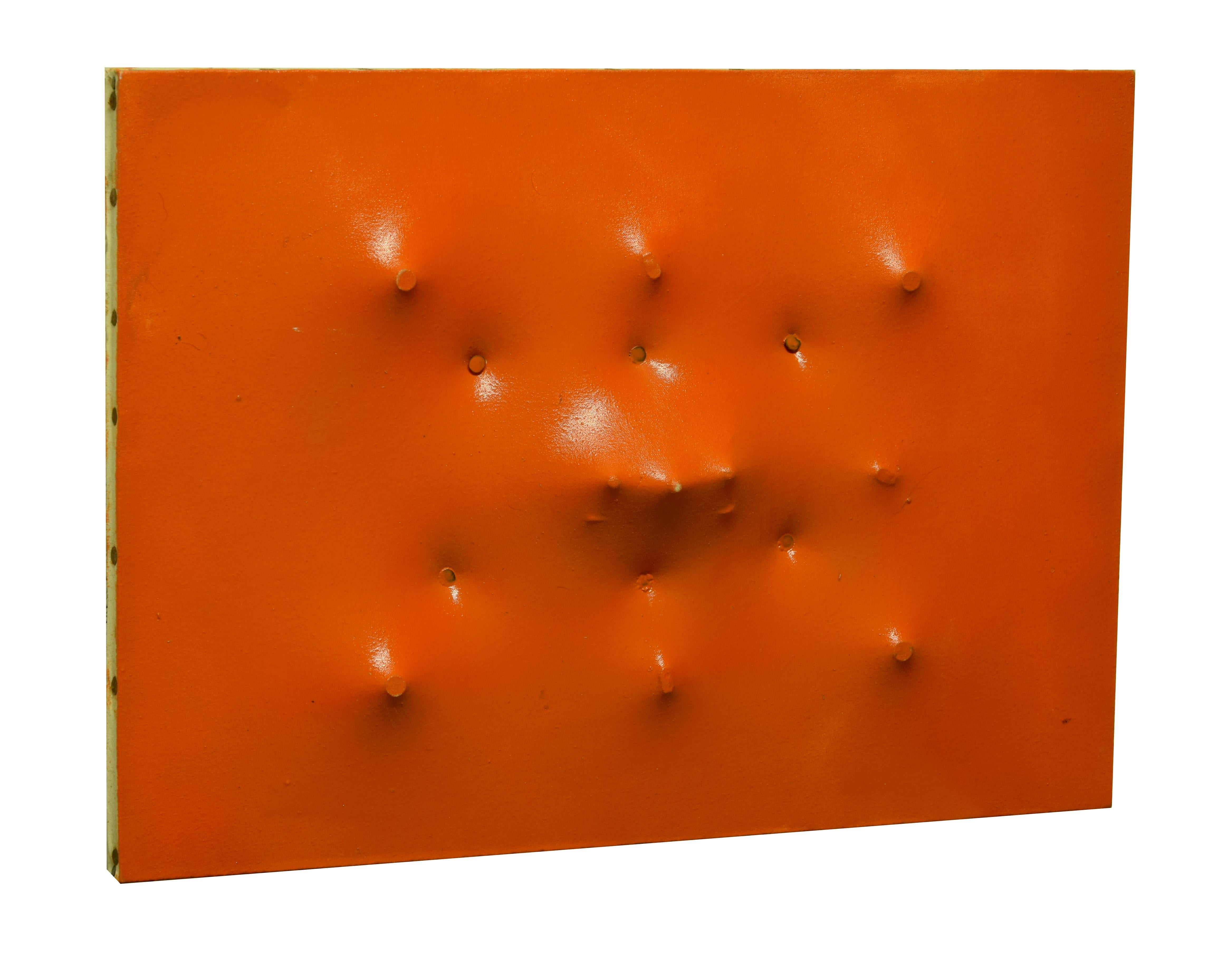 Extroversion on Orange - Enamel on Canvas by Giorgio Lo Fermo - 2016 For Sale 1