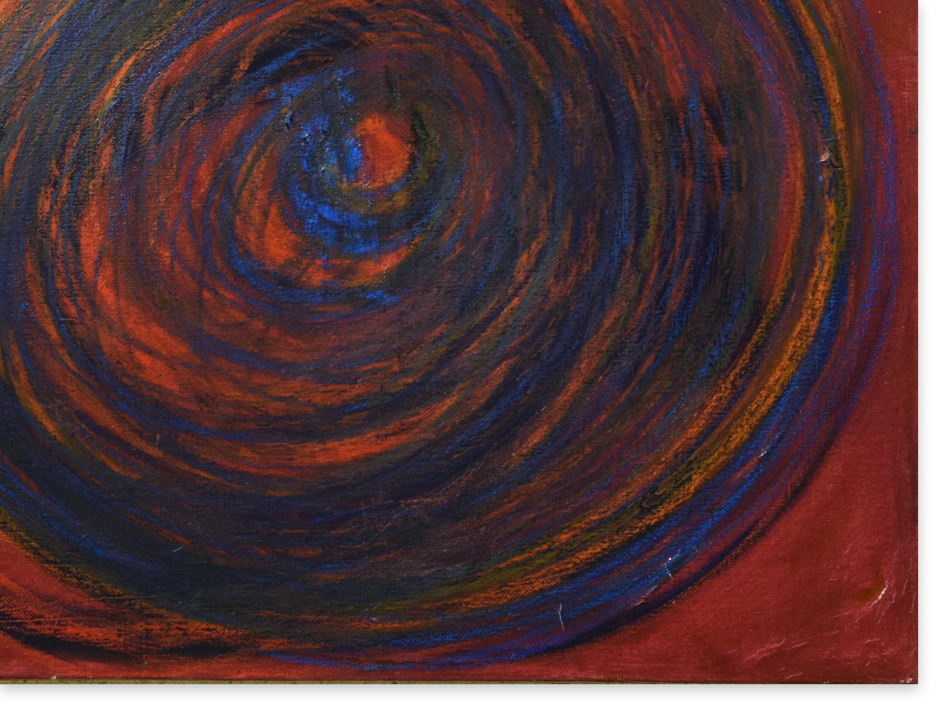 Eclipse is an original oil painting on canvas, realized in 2016 by the Italian artist Giorgio Lo Fermo.

Hand-signed on the back.

This is an interesting contemporary artwork with an abstract composition composed by concentric blue cobalt circles on