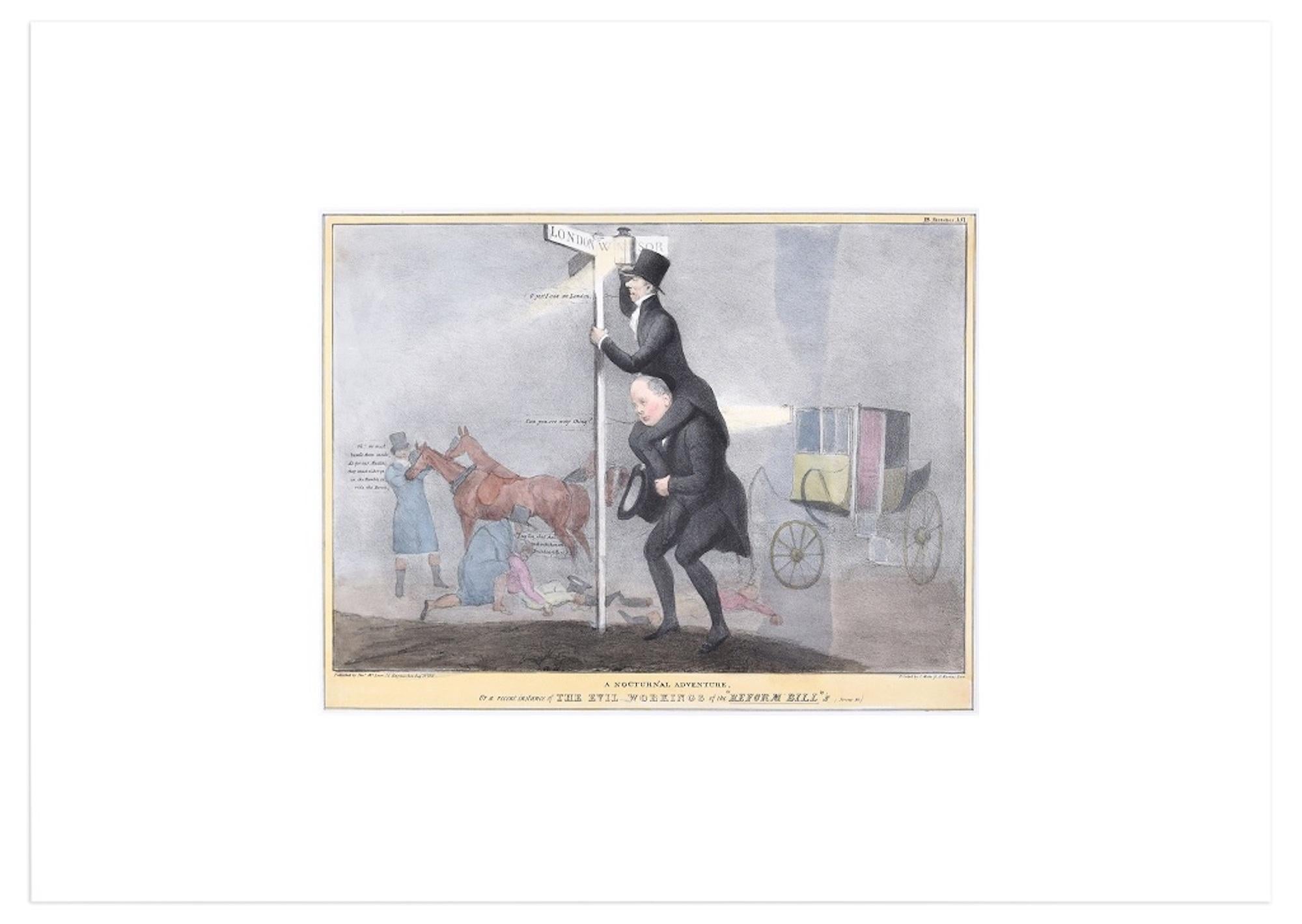 A Nocturnal Adventure – Reform Bill! - Lithograph by J. Doyle - 1831 - Print by John Doyle