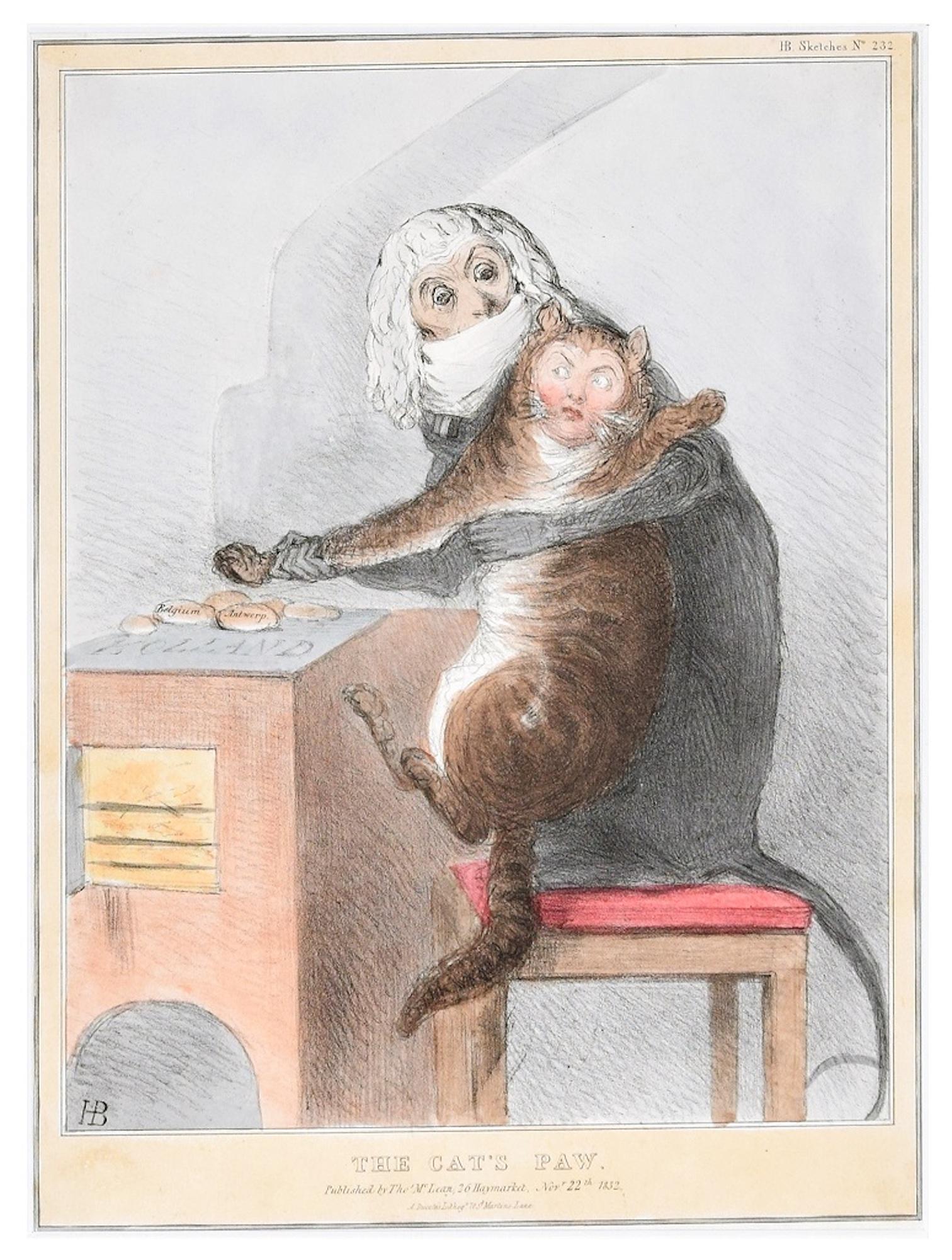 John Doyle Figurative Print - The Cat's Paw  – Reform Bill! - Lithograph by J. Doyle - 1831